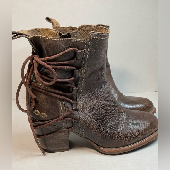 Bed Stu blaire Leather Ankle Boots size 8.5 lace up accent rustic brown - Picture 5 of 13